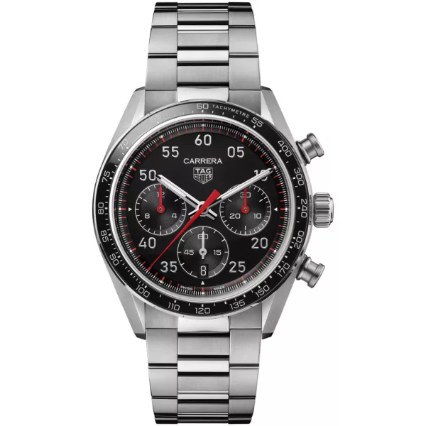 Tag Heuer Carrera Chronograph SPORT férfi karóra CDB2110.BA0054, fekete számlappal, ezüst nemesacél szíjjal