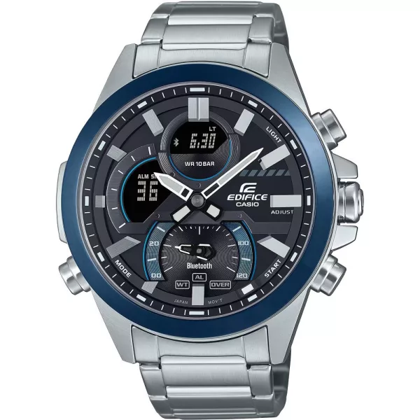 Casio Edifice férfi karóra ECB-30DB-1AEF, fekete számlappal, ezüst nemesacél szíjjal