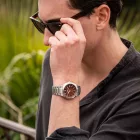Casio Edifice Automatic férfi karóra EFK-200D-4AER, bordó számlappal, ezüst nemesacél szíjjal
