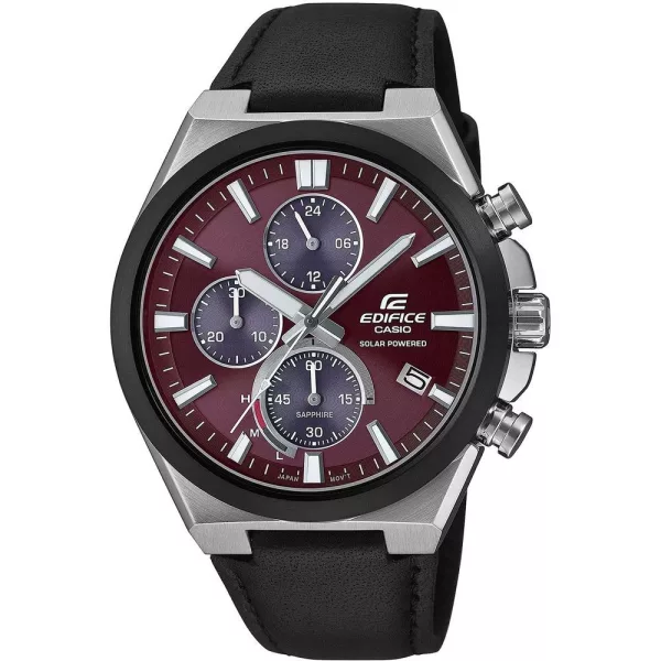 Casio Edifice férfi karóra EFS-S630BL-5AVUEF, piros számlappal, fekete bőr szíjjal
