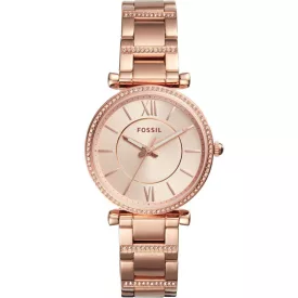 Fossil Carlie női karóra ES4301, rose gold számlappal, rose gold nemesacél szíjjal