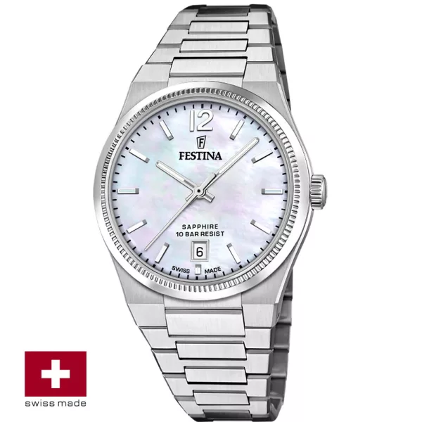 Festina Swiss Made női karóra F20052/1, ezüst nemesacél szíjjal