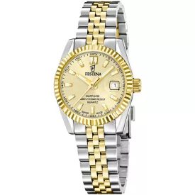 Festina Swiss Made női karóra F20088/2, arany számlappal, ezüst és arany nemesacél szíjjal