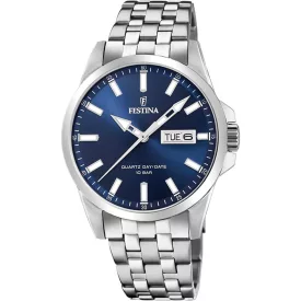 Festina Classic férfi karóra F20357/3, kék számlappal, ezüst nemesacél szíjjal