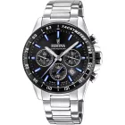 Festina Timeless Chrono férfi karóra F20560/5, fekete számlappal, ezüst nemesacél szíjjal
