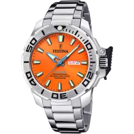 Festina The Originals Diver férfi karóra F20665/5, sárga számlappal, ezüst nemesacél szíjjal