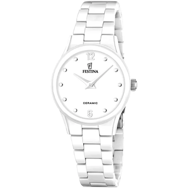 Festina Ceramic női karóra F20751/1, fehér számlappal, fehér kerámia szíjjal