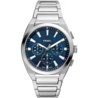 Fossil Everett férfi karóra FS6104, kék számlappal, ezüst nemesacél szíjjal