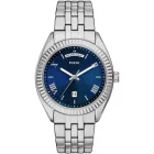 Fossil Campbell férfi karóra FS6140, kék számlappal, ezüst nemesacél szíjjal