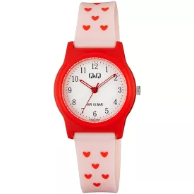 Q&Q unisex karóra G23A-015VY, fehér számlappal, rózsaszín műanyag szíjjal