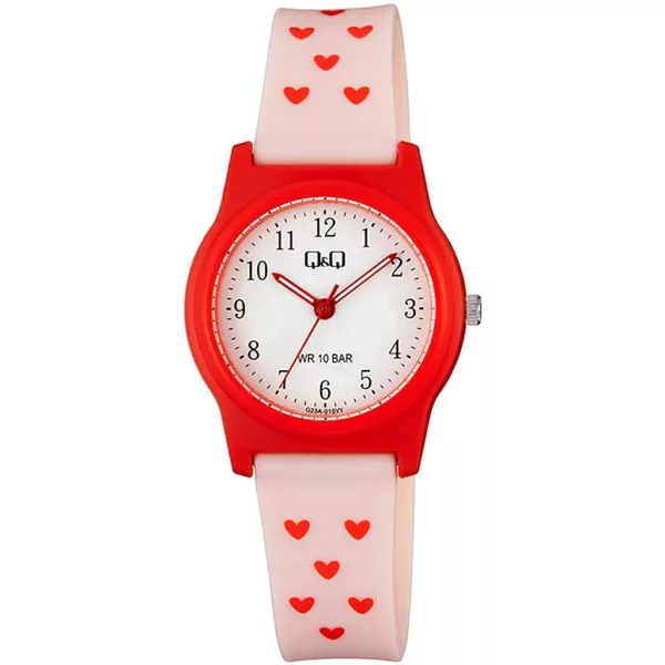 Q&Q unisex karóra G23A-015VY, fehér számlappal, rózsaszín műanyag szíjjal