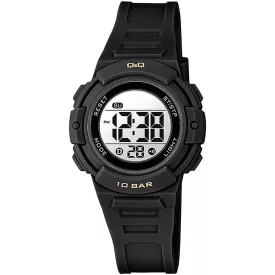 Q&Q női karóra G32A-004VY, digitális (LCD) számlappal, fekete műanyag szíjjal