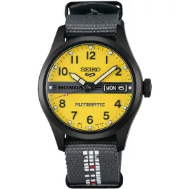 Seiko 5 Sports Honda Super Cub Limited Edition férfi karóra HDB010K1, sárga számlappal, szürke textil szíjjal