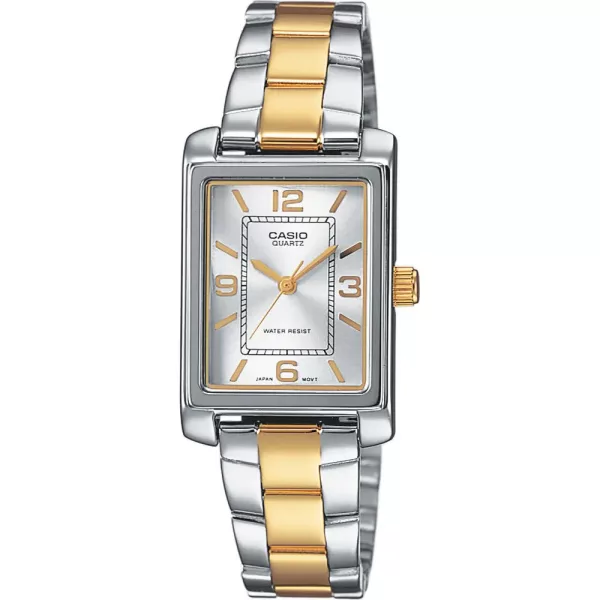 Casio Collection női karóra LTP-1234PSG-7AEG, ezüst számlappal, arany nemesacél szíjjal