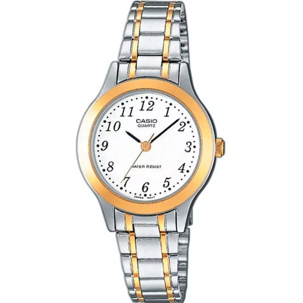 Casio Collection női karóra LTP-1263PG-7BEG, fehér számlappal, ezüst nemesacél szíjjal