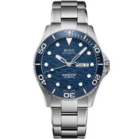 Mido Ocean Star férfi karóra M042.430.11.041.00, kék számlappal, ezüst nemesacél szíjjal