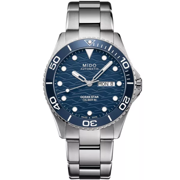 Mido Ocean Star férfi karóra M042.430.11.041.00, kék számlappal, ezüst nemesacél szíjjal