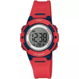 Q&Q női karóra M185J002Y, digitális (LCD) számlappal, piros műanyag szíjjal