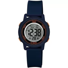 Q&Q női karóra M208J009Y, digitális (LCD) számlappal, kék műanyag szíjjal