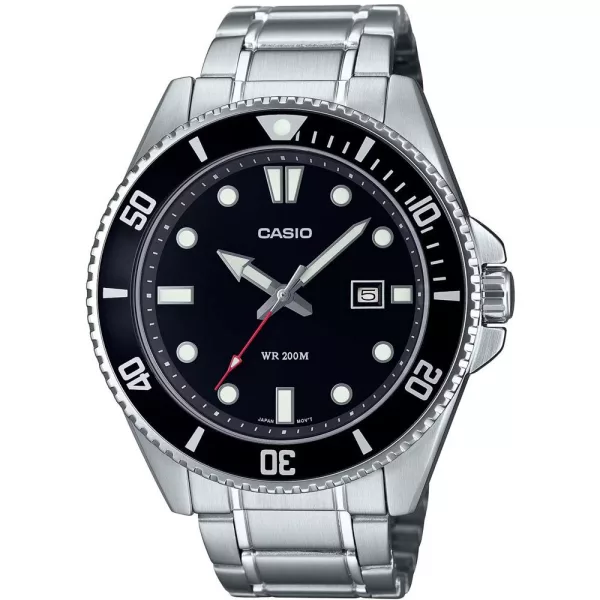 Casio Collection férfi karóra MDV-107D-1A1VEF, fekete számlappal, ezüst nemesacél szíjjal