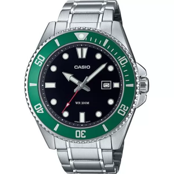 Casio Collection férfi karóra MDV-107D-3AVEF, fekete számlappal, ezüst nemesacél szíjjal