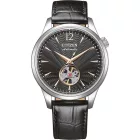 Citizen Automatic férfi karóra NH9131-14E, fekete számlappal, fekete bőr szíjjal