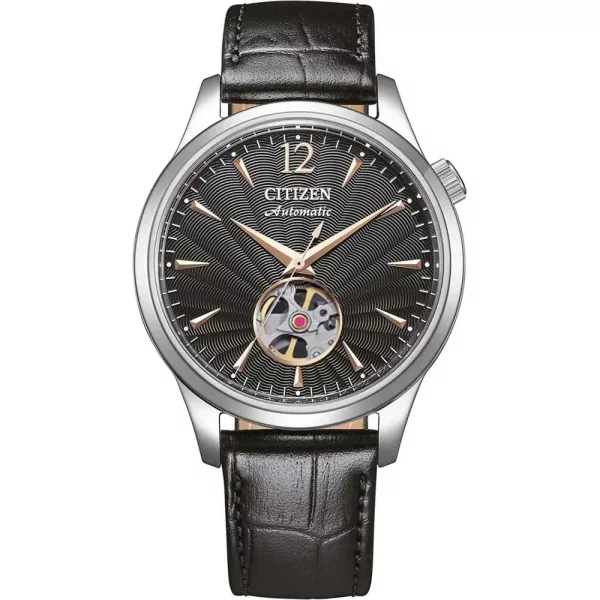 Citizen Automatic férfi karóra NH9131-14E, fekete számlappal, fekete bőr szíjjal