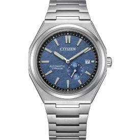 Citizen Automatic férfi karóra NJ0180-80L, kék számlappal, ezüst titán szíjjal