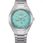 Citizen Automatic férfi karóra NJ0180-80M, türkiz számlappal, ezüst titán szíjjal