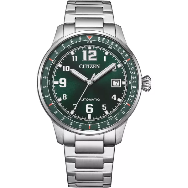 Citizen Automatic férfi karóra NJ0190-51X, zöld számlappal, ezüst nemesacél szíjjal