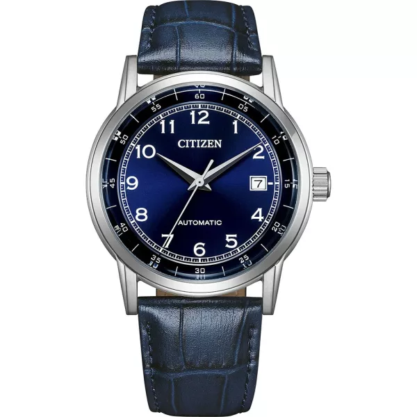 Citizen Automatic férfi karóra NJ0210-13L, kék számlappal, kék bőr szíjjal