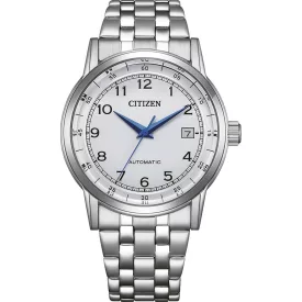 Citizen Automatic férfi karóra NJ0210-56A, ezüst számlappal, ezüst nemesacél szíjjal