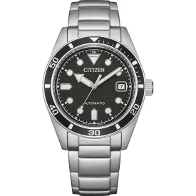 Citizen Automatic férfi karóra NJ0221-50E, fekete számlappal, ezüst nemesacél szíjjal