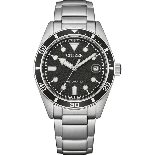 Citizen Automatic férfi karóra NJ0221-50E, fekete számlappal, ezüst nemesacél szíjjal