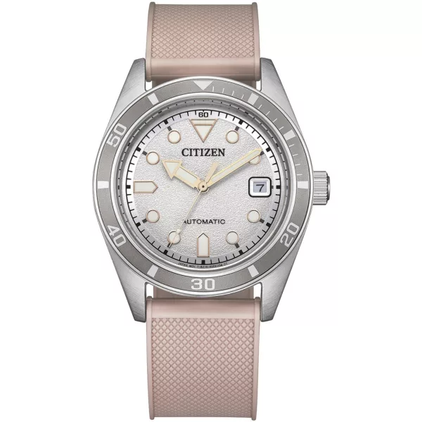 Citizen női karóra NJ0229-07A, fehér számlappal, rózsaszín kaucsuk szíjjal
