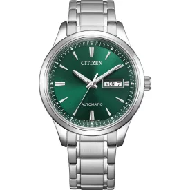 Citizen Automatic férfi karóra NY4058-79X, zöld számlappal, ezüst nemesacél szíjjal