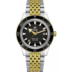 Rado Captain Cook férfi karóra R32138153, fekete számlappal, arany nemesacél szíjjal