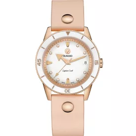 Rado Captain Cook Marina Hoermanseder női karóra szett R32139708, fekete bőr szíjjal