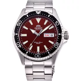 Orient Mako III Kamasu férfi karóra RA-AA0003R39B, piros számlappal, ezüst nemesacél szíjjal