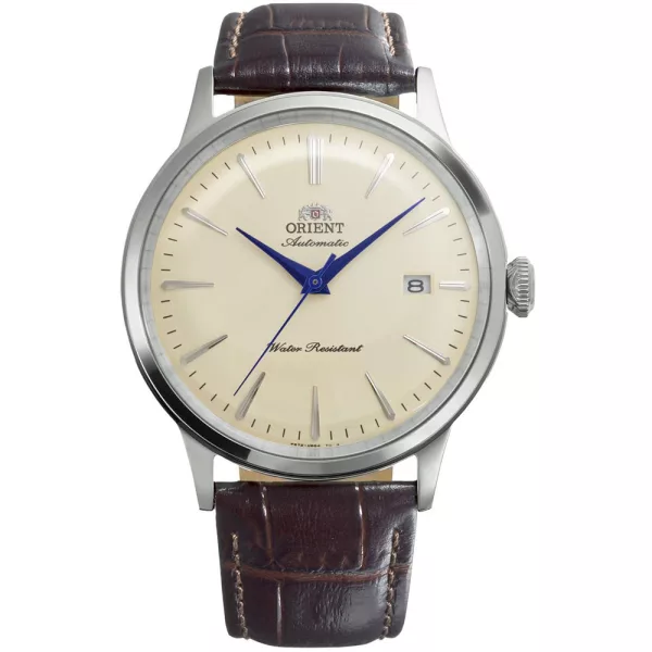 Orient Bambino férfi karóra RA-AC0033Y30B, bézs számlappal, barna bőr szíjjal