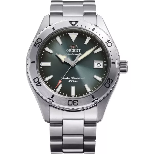 Orient Mako 40 férfi karóra RA-AC0Q13E30B, zöld számlappal, ezüst nemesacél szíjjal