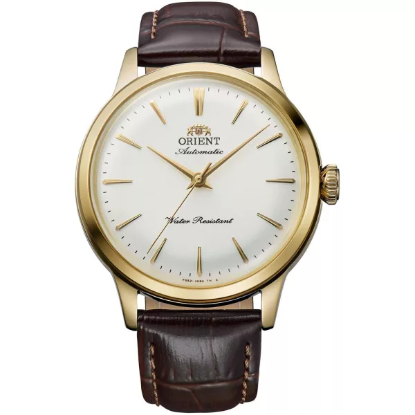 Orient Bambino 36 unisex karóra RA-BB0101S30B, fehér számlappal, barna bőr szíjjal