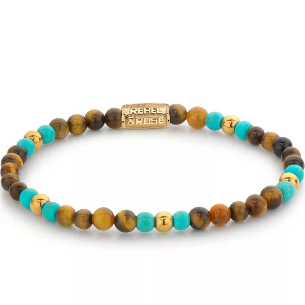 Rebel & Rose Mix Tiger Turquoise női karkötő S RR-40063-G-S