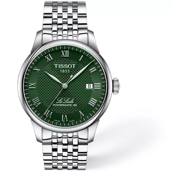 Tissot Le Locle férfi karóra T006.407.11.093.00, zöld számlappal, ezüst nemesacél szíjjal