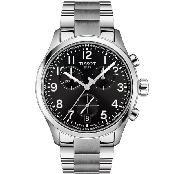 Tissot Sport Chrono L férfi karóra T116.417.11.052.00, fekete számlappal, ezüst nemesacél szíjjal