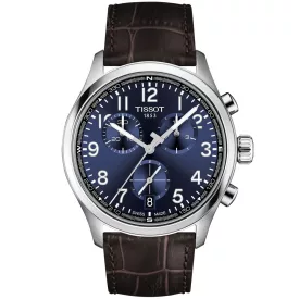 Tissot Sport Chrono L férfi karóra T116.417.16.042.00, kék számlappal, barna bőr szíjjal