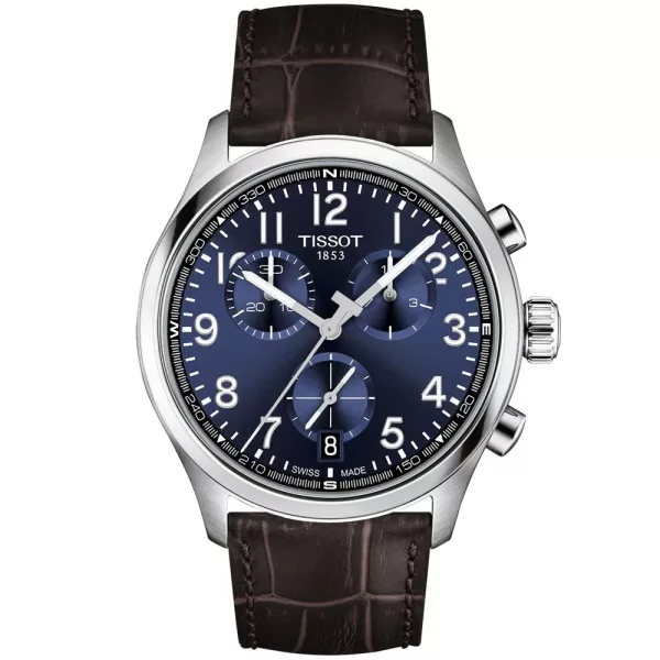 Tissot Sport Chrono L férfi karóra T116.417.16.042.00, kék számlappal, barna bőr szíjjal