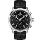 Tissot Sport Chrono L férfi karóra T116.417.16.052.00, fekete számlappal, fekete bőr szíjjal