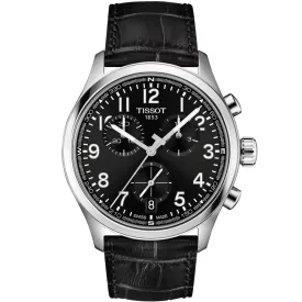 Tissot Sport Chrono L férfi karóra T116.417.16.052.00, fekete számlappal, fekete bőr szíjjal