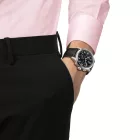 Tissot Sport Chrono L férfi karóra T116.417.16.052.00, fekete számlappal, fekete bőr szíjjal